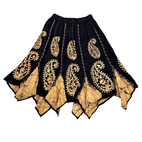 Handkerchief Hemline Paisley Tie Dye Hippie Skirt - Picture 1 of 9